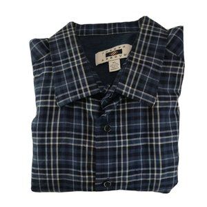Joseph Abboud Dress Shirt Blue Plaid Linen Cotton Blend Men's XL